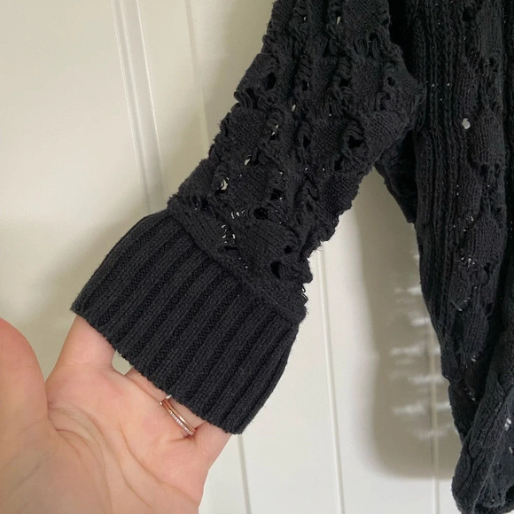 Justice girl’s black knit 3/4 sleeve cardigan sweater‎ — size 8 - Picture 2 of 6